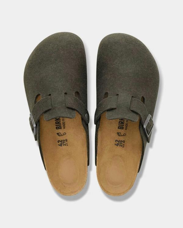 Birkenstock Boston Wool Felt Womens Clogs - Thyme