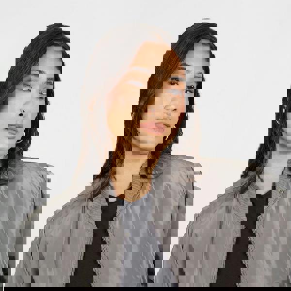 Brave Soul Charcoal Ruched Sleeve Oversized Bomber Jacket - Charcoal Image 4