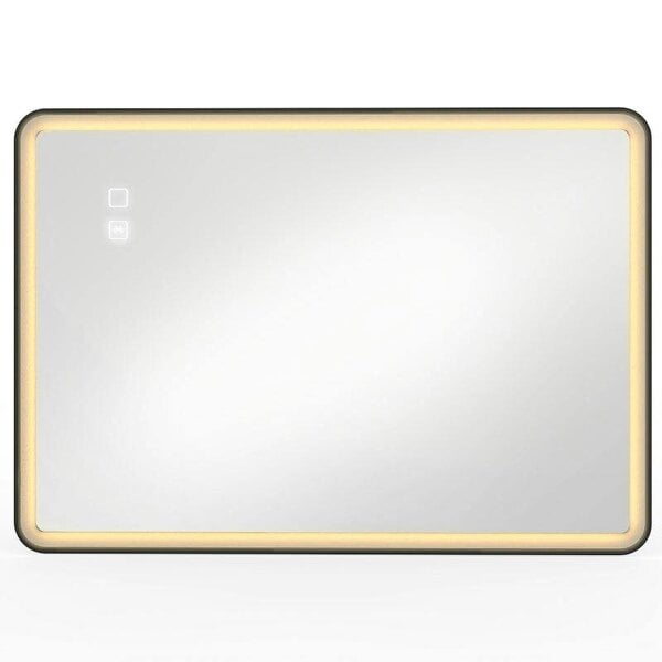 Bathroom Mirror with LED Lights, 100x70cm Rectangle Bathroom Mirror, Dimmable, Bluetooth, Anti-Fog, Black