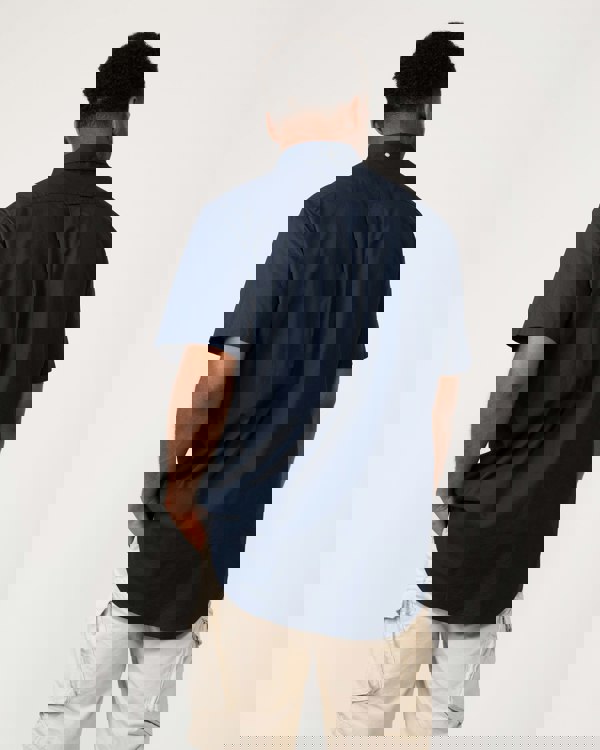 GANT Mens Regular Fit Short Sleeve Poplin Shirt - 410 Marine - CHO - Designer Mens Short Sleeve Shirts