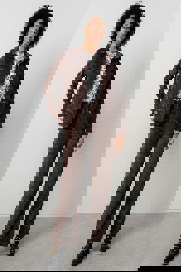 Lily & Me Strachan Stretch Cord Wide Leg Trouser Chocolate