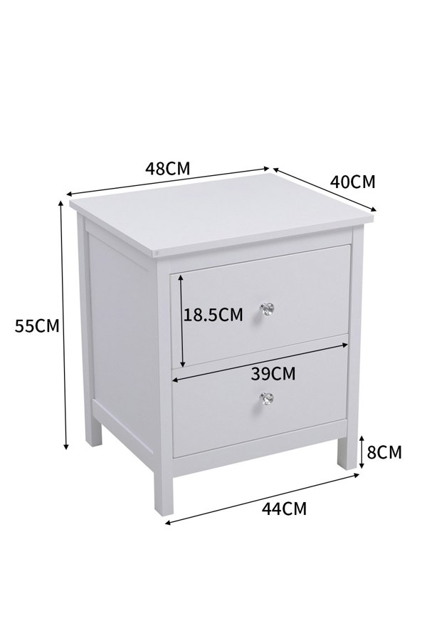 Living and Home 2 Drawers Wooden Storage Cabinet Bedside Table