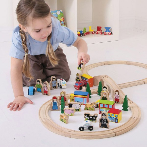 Bigjigs Rail Wooden Trackside Accessory Set - 32 Pieces