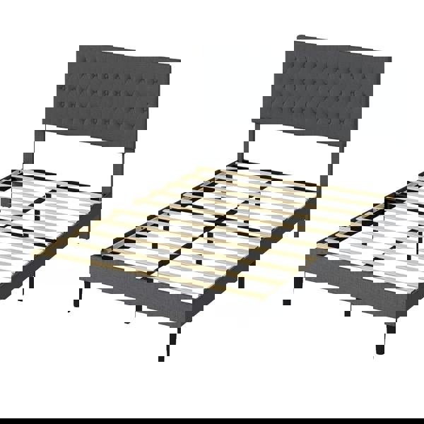 Levede Upholstered Bed Frame Linen Fabric Soft Foam Headboard Small Double King