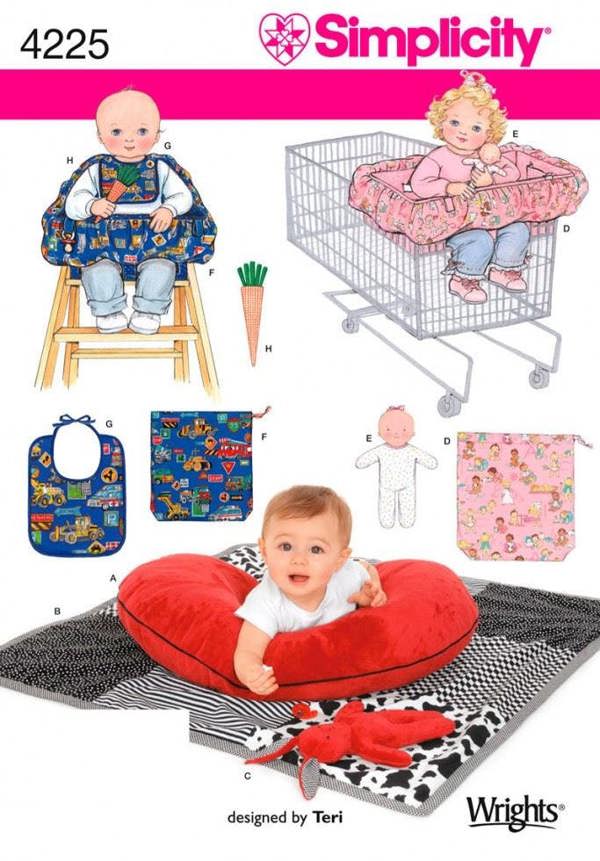 Simplicity Sewing Pattern 4225, Bibs, Cushions, Quilts, Toys for Baby - Intermediate