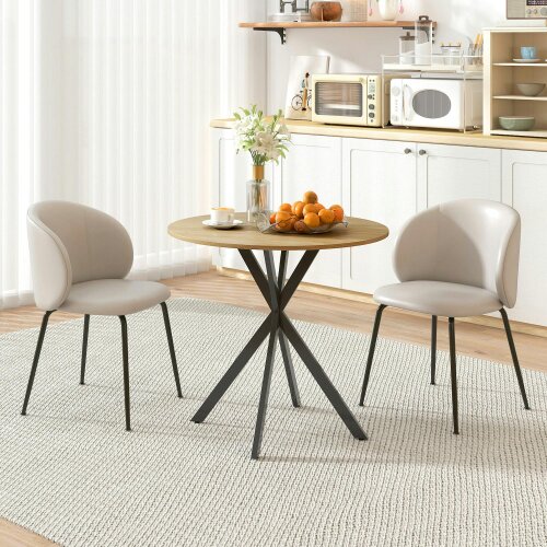 Wyld Haus Mihafi Metal And Wood White Oak Finish Industrial Round Dining Table 80cm