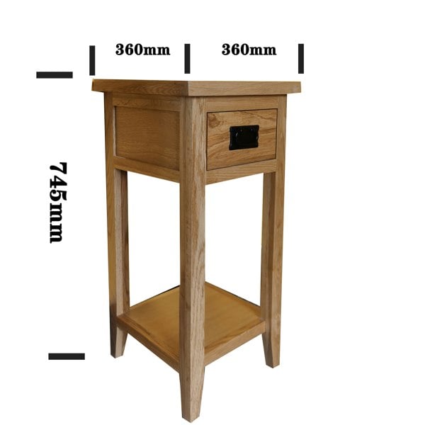 Furniture One Bedside Table Cabinet with Shelf and Drawer, Bedroom Nightstand with Metal Handles, Fully Assembled - Oak