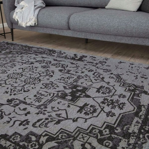  Machine Washable Flatweave Rug black colour