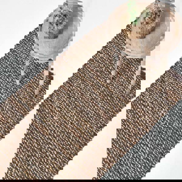 HOMESCAPES Madras Leather Hemp Rug