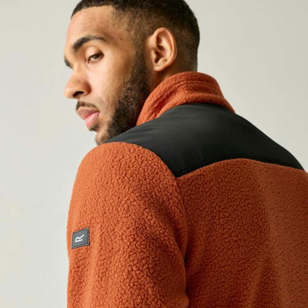Regatta Mens Morran Water Resistant Full Zip Fleece Jacket - Rooibos Tea/Black - 
