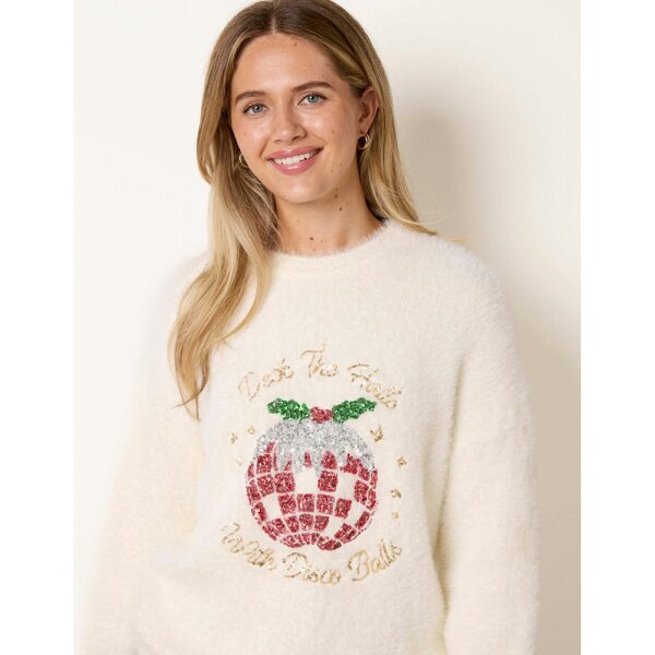 Blue Vanilla Festive Deck The Halls Sequin Jumper