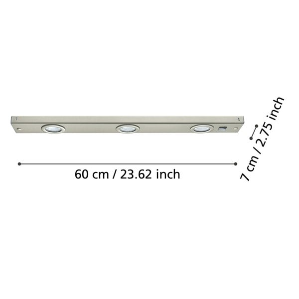 EGLO Kob LED Satin Nickel Under Cabinet Light, (L) 60cm