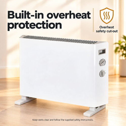 MYLEK Convector Heater Electric 2000W Free Standing Radiator - Portable, 3 Power Modes with Adjustable Thermostat