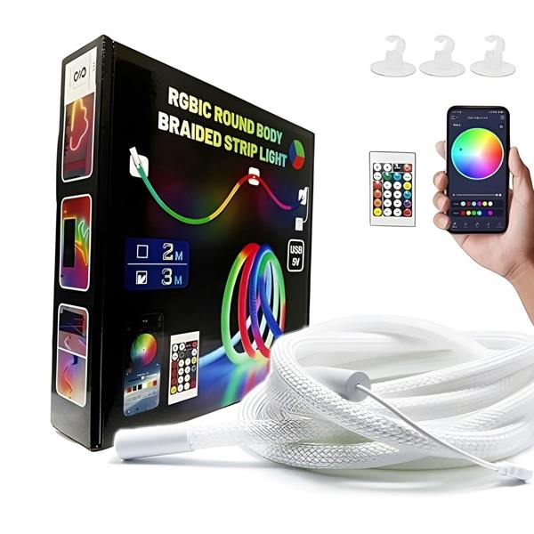 ENER-J NeonTwist RGBIC Braided Rope Light 5 m Kit with Remote