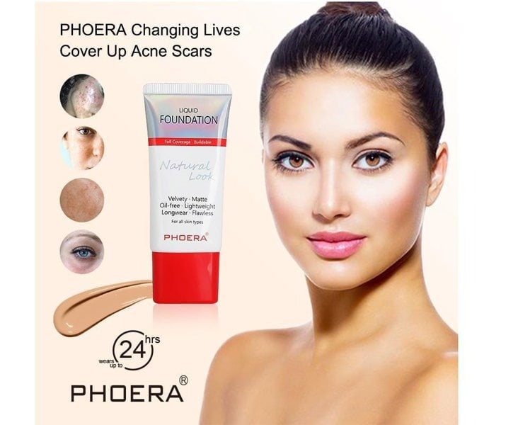 Phoera Liquid Full Coverage Foundation Soft Matte Waterproof Makeup 