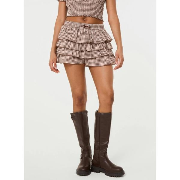 Pink Vanilla Gingham Frilly Bloomer Mini Shorts