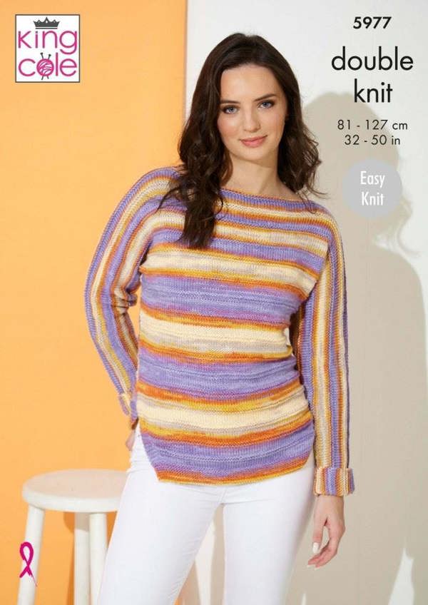 King Cole Tropical Beaches DK Knitting Pattern 5977, Sweaters, Tops for Women, 32 - 50 Inches - Easy