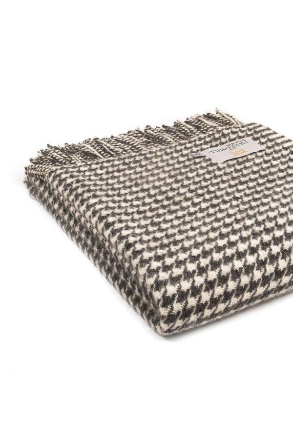 HomeSpace Direct Houndstooth Wool Throw Over Blanket