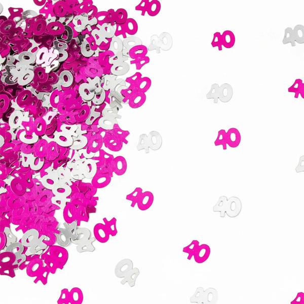40th Birthday Pink Foil Confetti Set, Metallic Table Decoration in 1 to 5 Pack Options image 1