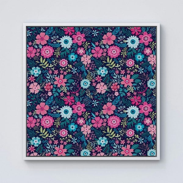 Warren Reed Cute Colourful Flower Pattern Framed Canvas