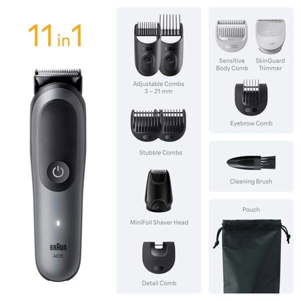 Braun All-in-One Series 5, AIO5560, 11-in-1 Grooming, Kit - Grey
