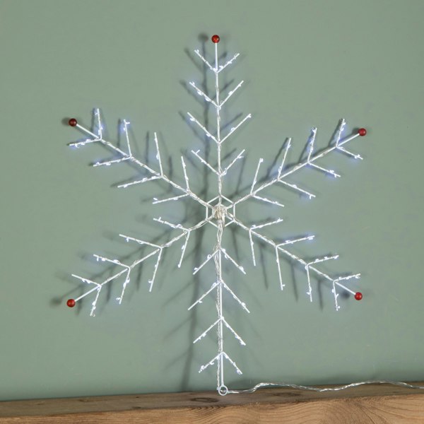 Samuel Alexander 50 x 50cm Light up Metal Christmas Snowflake with 132 Multi-Action White LEDs