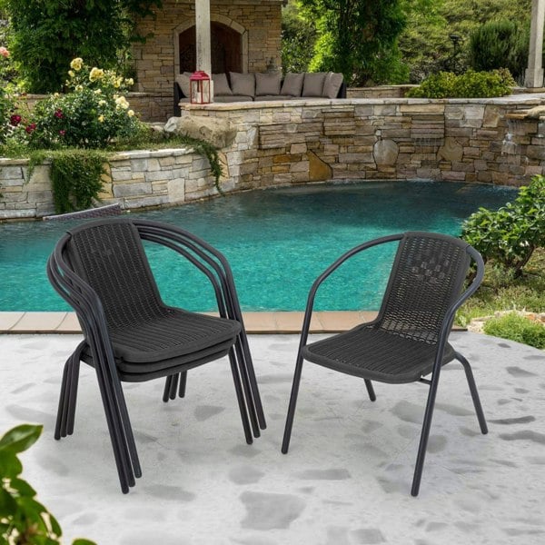 Set of 6 Stacking Patio Dining Side Chairs for All Weather Outdoor Bistro Garden Patio Side Chair Living and Home