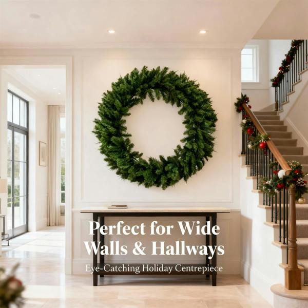 80cm Artificial Christmas Wreath in Green PVC with 380 Pencil Point Tips for Door Decor image 5