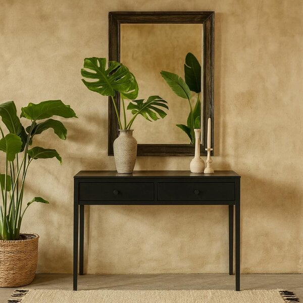 Wyld Haus Maceio Black Wood Grain 2 Drawer Desk