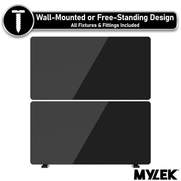 Mylek Radiator Glass Panel Heater Black Slimline, Wifi Enabled Smart APP