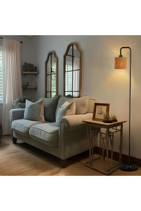 Living and Home Modern Cylindrical Rope Floor Lamp
