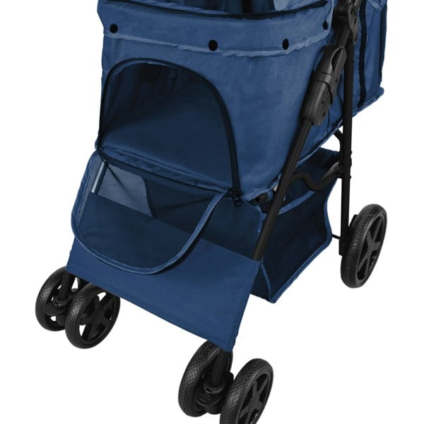 Monstershop Pet Stroller with Rain Cover – Navy Blue