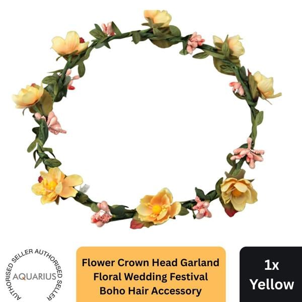 Aquarius Flower Head Garland Crown Yellow Festival Wedding Summer Boho Hair Accessory Kit