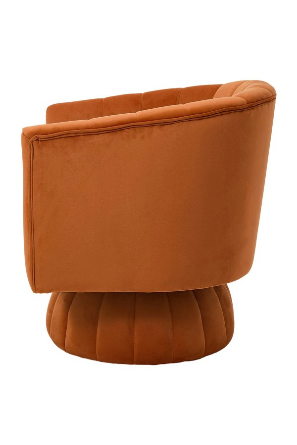Living and Home Orange Velvet Upholstered Swivel Accent Armchair