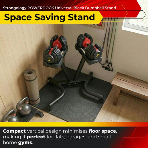 Homeology Durable Steel Adjustable Dumbbell Universal Floor Stand, Space Saver Adjustable Weights Rack (Dumbbells Not Included)