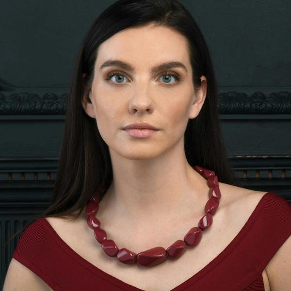 Zavana Twisted Burgundy Chunky Statement Necklace for Women