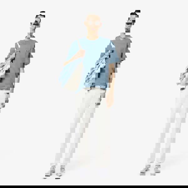 Lacoste Mens Embroidered Logo Cotton T-Shirt - Blue - 