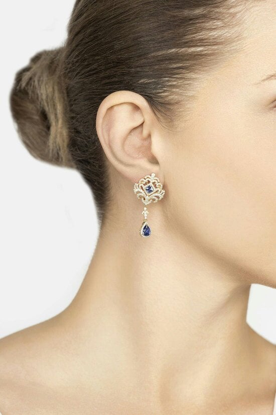 Latelita Claridge Drop Earrings Tanzanite Gold