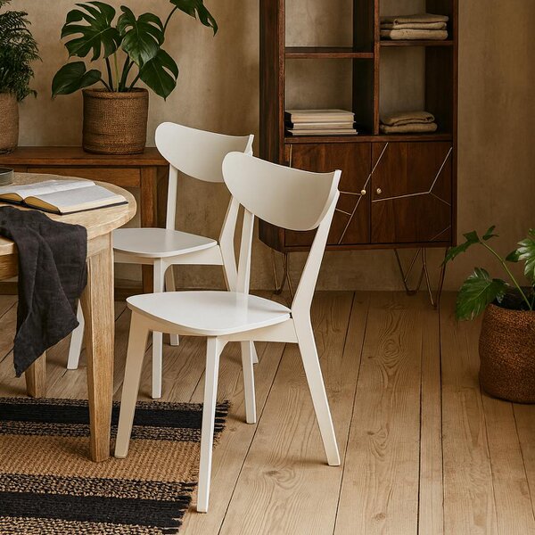 Wyld Haus Set of 2 Saffron White Wooden Dining Chairs