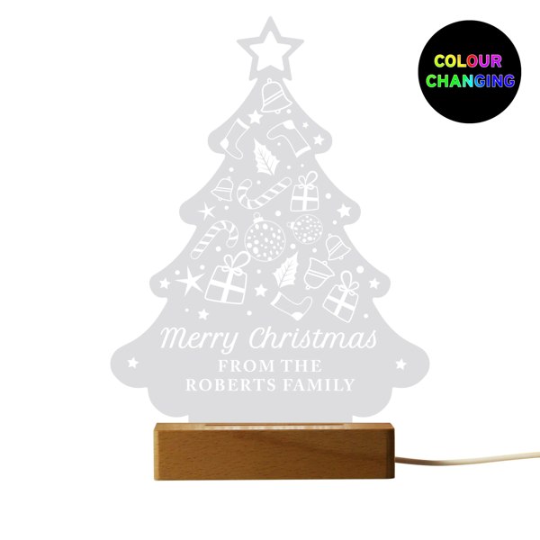 Personalised Memento Company Personalised Christmas Tree Wooden Based LED Light