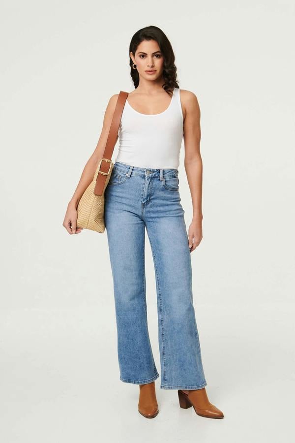 Blue | High Waist Wide Leg Casual Jeans