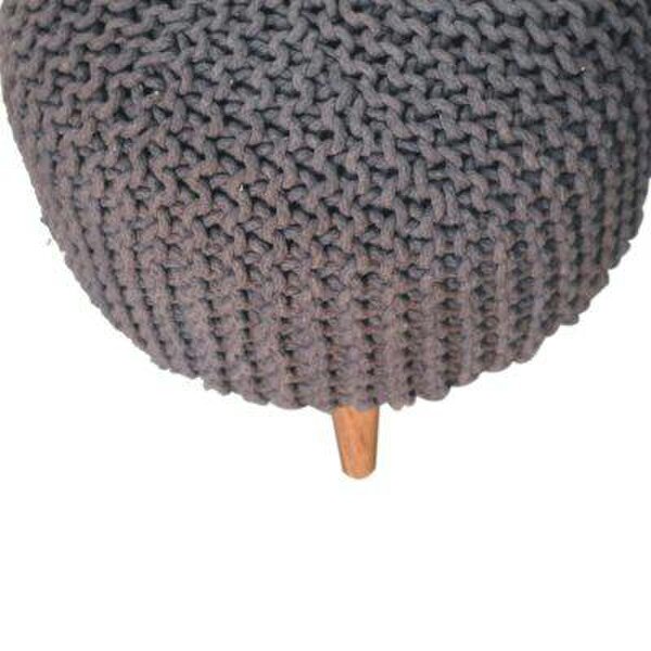 Wyld Haus Bergamo Woven Grey Round Footstool