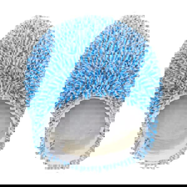 Fashy Frilly Swim Cap in blue stripes with elastic band and white lining