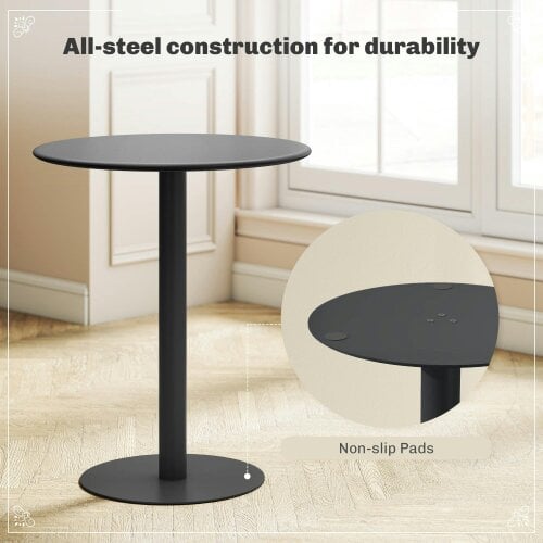 Wyld Haus Lestaguette Metal And Wood Black Round Dining Table With Steel Base 60 x 60cm