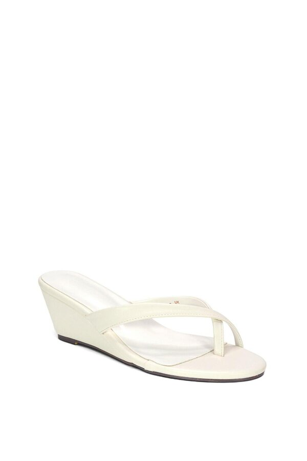 XY LONDON Mid Wedge Heel Sandal Mules With Toe Post