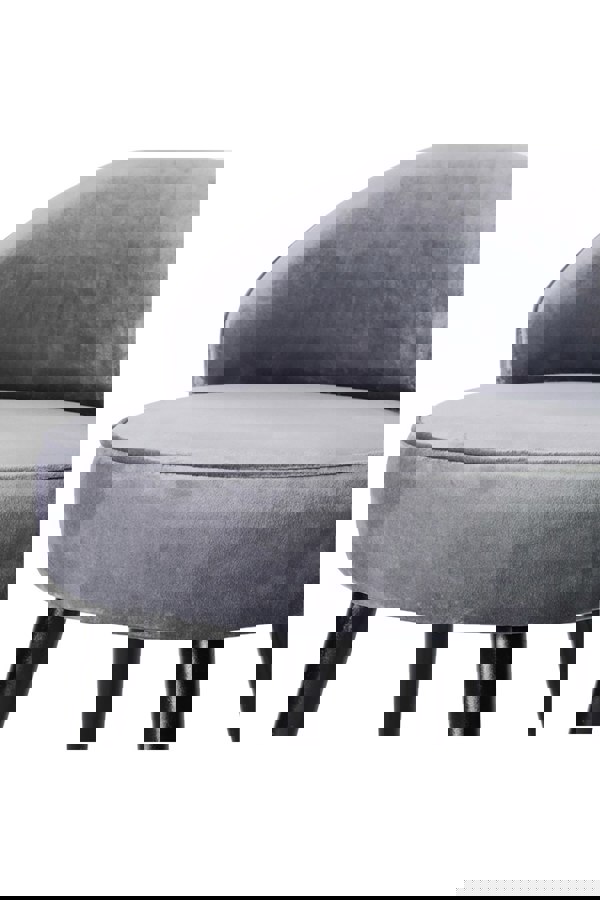 Living and Home Grey Velvet Low Back Dressing Footstool with Solid Wood Legs