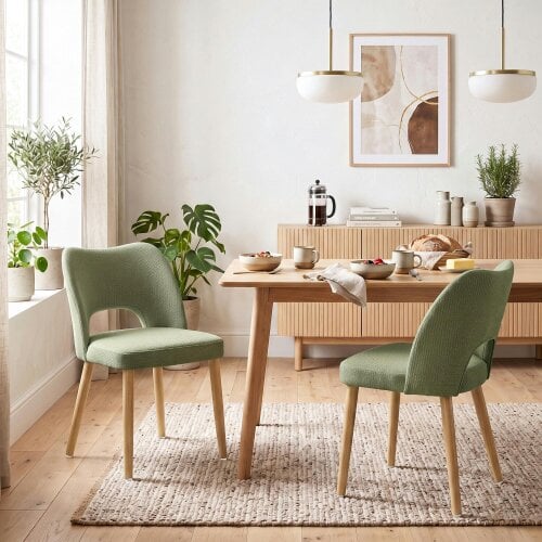 HOMCOM Dining Chairs Set of 2 Curved Open Back - Green