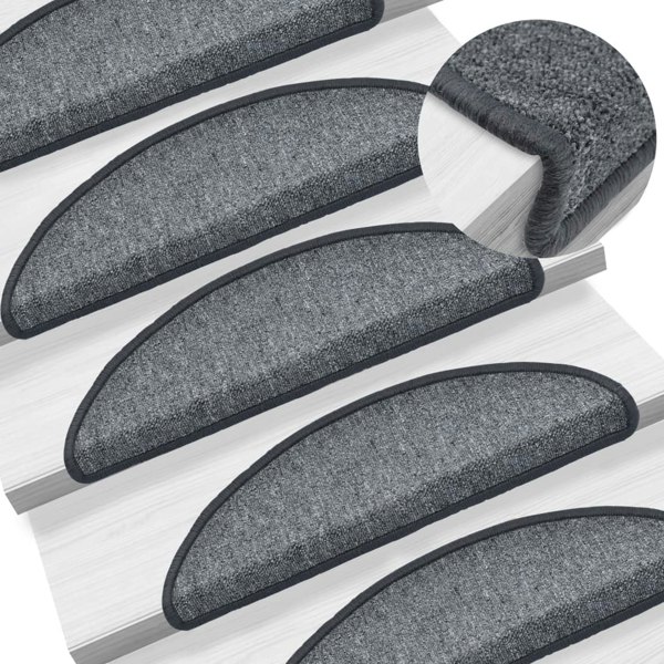 Berkfield Carpet Stair Treads 15 pcs Dark Grey 56x17x3 cm