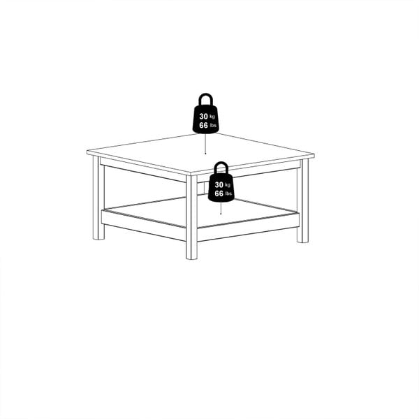 Wyld Haus Gossmere White Wooden Square Coffee Table Bottom Shelf