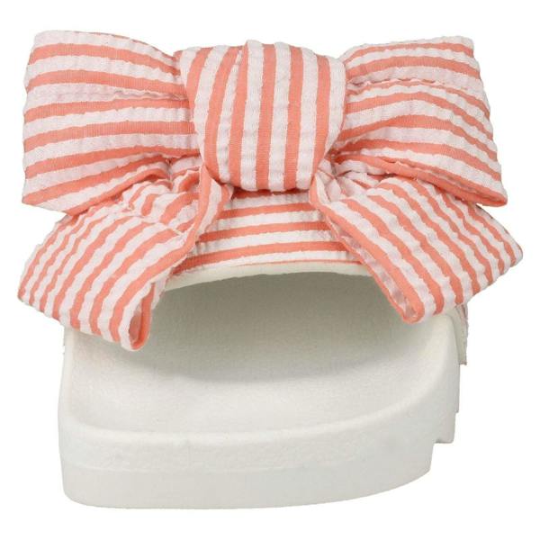 Spot On Ladies Spot On Striped Bow Vamp Sliders